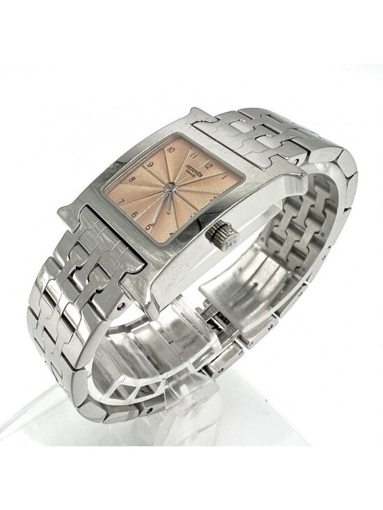 Hermes Watch H QZ Guilloche Dial Battery Operated SS